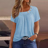 Casual Button Streetwear Short Sleeve V Neck Solid Basic Top Tees T-shirts Mssza