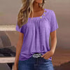 Casual Button Streetwear Short Sleeve V Neck Solid Basic Top Tees T-shirts Mssza