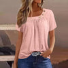 Casual Button Streetwear Short Sleeve V Neck Solid Basic Top Tees T-shirts Mssza