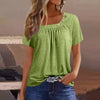 Casual Button Streetwear Short Sleeve V Neck Solid Basic Top Tees T-shirts Mssza