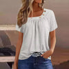Casual Button Streetwear Short Sleeve V Neck Solid Basic Top Tees T-shirts Mssza