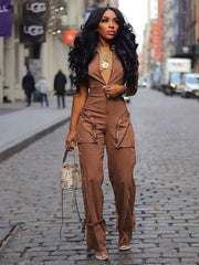 Casual Cargo Pants Sleeve Zipper Pocket Jumpsuit Streetwear Mssza