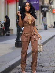 Casual Cargo Pants Sleeve Zipper Pocket Jumpsuit Streetwear Mssza