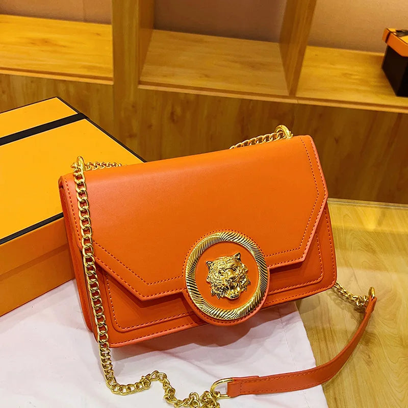 Casual Chain Shoulder Bag Trend Leather Crossbody Small Square Bag Ladies Handbag Mssza