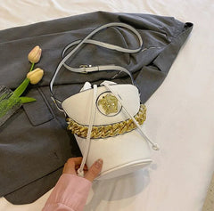 Casual Chain Shoulder Purse Minimalist Soft Leather Trendy Everyday Tote Crossbody Bucket Bag Mssza