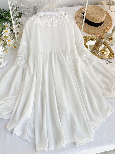 Casual Chiffon Boho V-Neck Long Sleeves Shirt Mssza