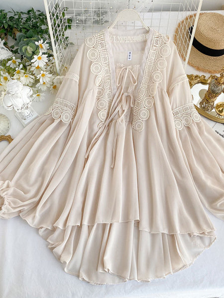 Casual Chiffon Boho V-Neck Long Sleeves Shirt Mssza