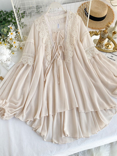 Casual Chiffon Boho V-Neck Long Sleeves Shirt Mssza