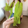 Casual Chiffon Perspective Solid Sun Shirt Long Sleeve Top Mssza