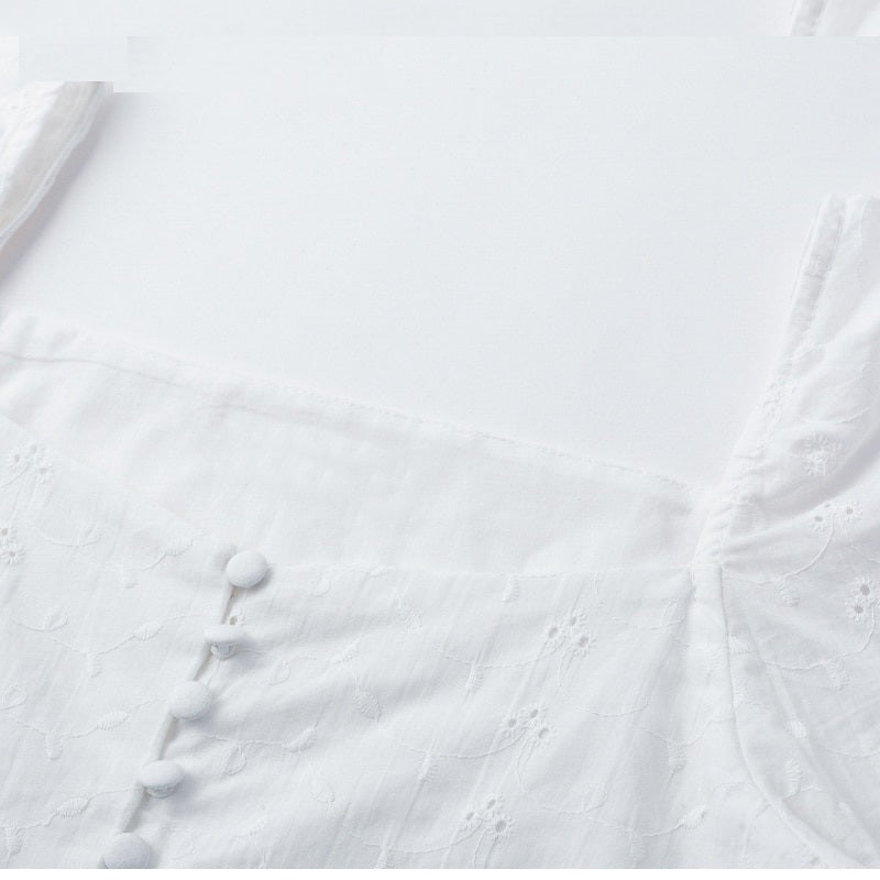 Casual Chiffon Square Neck Ruffles Puff Sleeve Blouse Mssza