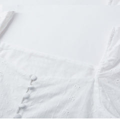 Casual Chiffon Square Neck Ruffles Puff Sleeve Blouse Mssza