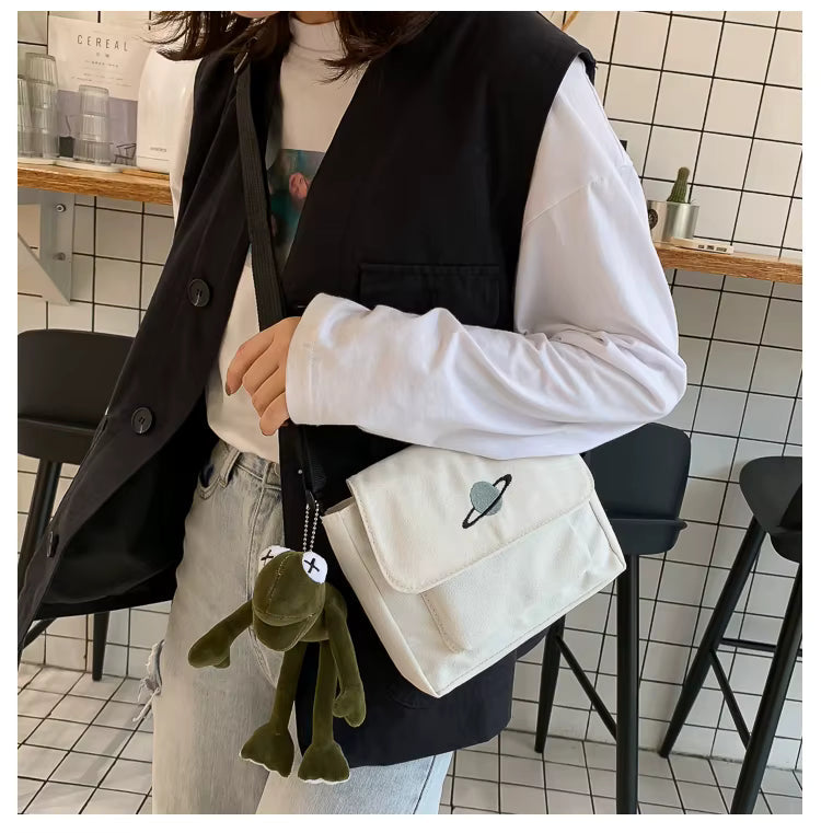 Casual Collage Student Messenger Small Bag Canvas Shoulder Crossbody Bag Mssza