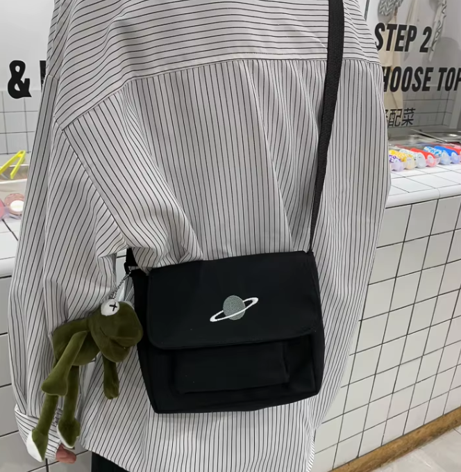 Casual Collage Student Messenger Small Bag Canvas Shoulder Crossbody Bag Mssza