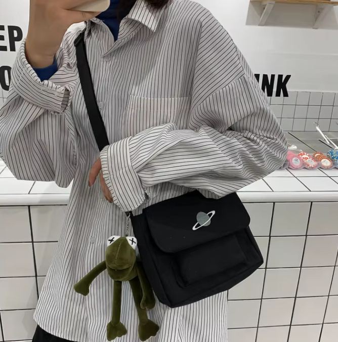 Casual Collage Student Messenger Small Bag Canvas Shoulder Crossbody Bag Mssza