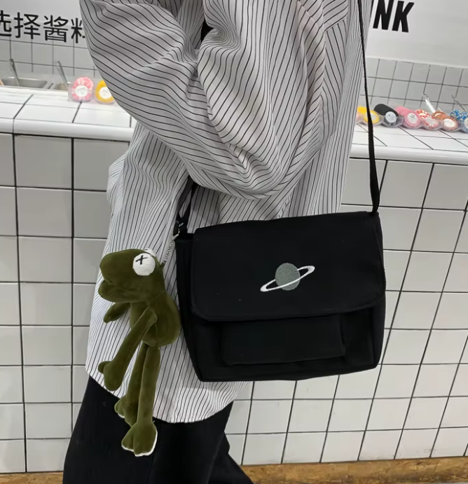 Casual Collage Student Messenger Small Bag Canvas Shoulder Crossbody Bag Mssza