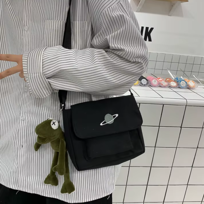 Casual Collage Student Messenger Small Bag Canvas Shoulder Crossbody Bag Mssza