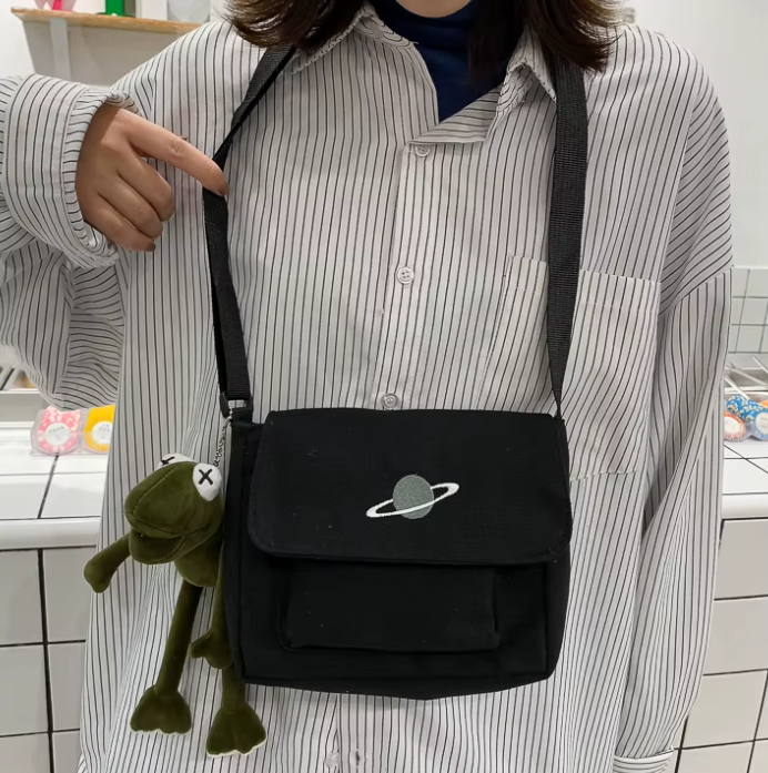 Casual Collage Student Messenger Small Bag Canvas Shoulder Crossbody Bag Mssza