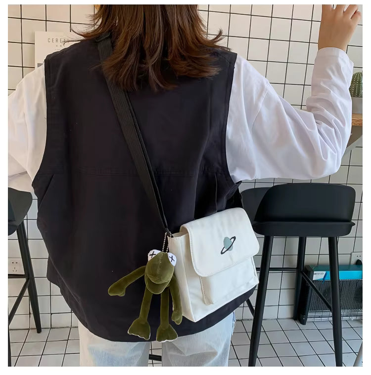 Casual Collage Student Messenger Small Bag Canvas Shoulder Crossbody Bag Mssza