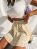 Casual Color Blocking Floral A-line Slight Stretch Mini Skirt Mssza
