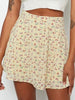 Casual Color Blocking Floral A-line Slight Stretch Mini Skirt Mssza
