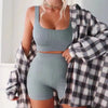Comfort Elastic Crop Top Bra And Shorts Yoga Sport Set Mssza