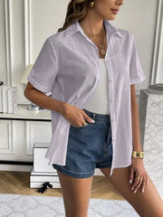 Casual Comfortable Cotton Linen Breathable Solid Color Button Down V-neck Shirt Mssza