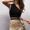 Casual Comfortable Knitted One Shoulder Elastic High Stretch Crop Tops Mssza