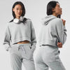 Casual Comfortable Short Waist Hooded Sweatshirt And Pant Two-piece Set Mssza