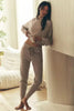 Casual Comfortable Short Waist Hooded Sweatshirt And Pant Two-piece Set Mssza