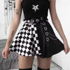 Casual Contrast Plaid Stitching High Waist Gothic Skirt Mssza