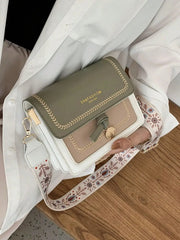 Casual Contrasting Color Small Square With Wide Shoulder Strap Versatile Crossbody Bag Mssza