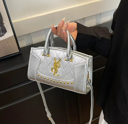 Casual Convertible Shoulder Top Handle Tote Stitched Panels Commuter Essentials Solid Quilted Crossbody Bag Mssza