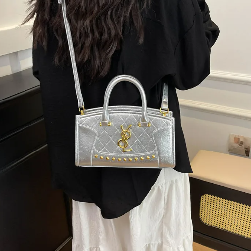 Casual Convertible Shoulder Top Handle Tote Stitched Panels Commuter Essentials Solid Quilted Crossbody Bag Mssza