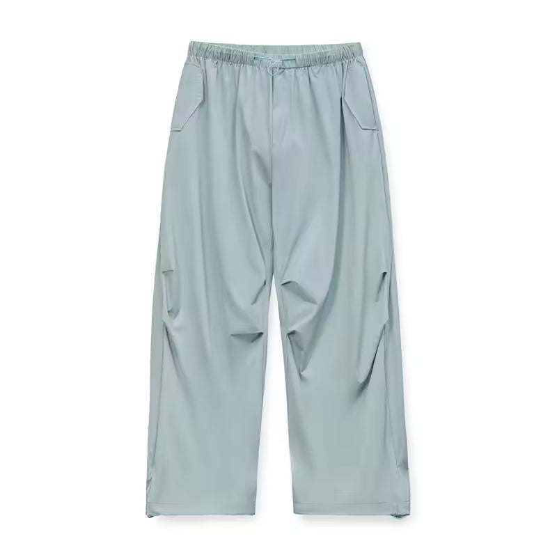 Casual Cool-Touch Parachute Lightweight Elastic Waist Joggers Pants Street Cargo Loose Fit Trousers Mssza