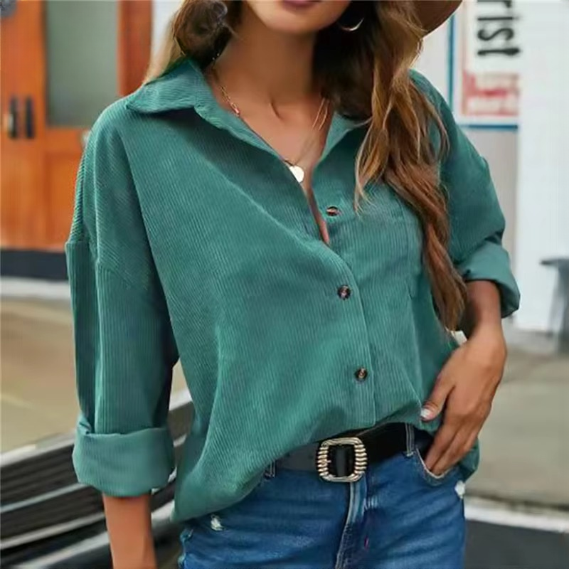 Casual Corduroy Turn-Down Collar Loose Shirt Mssza