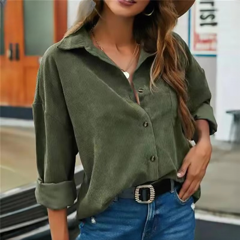 Casual Corduroy Turn-Down Collar Loose Shirt Mssza