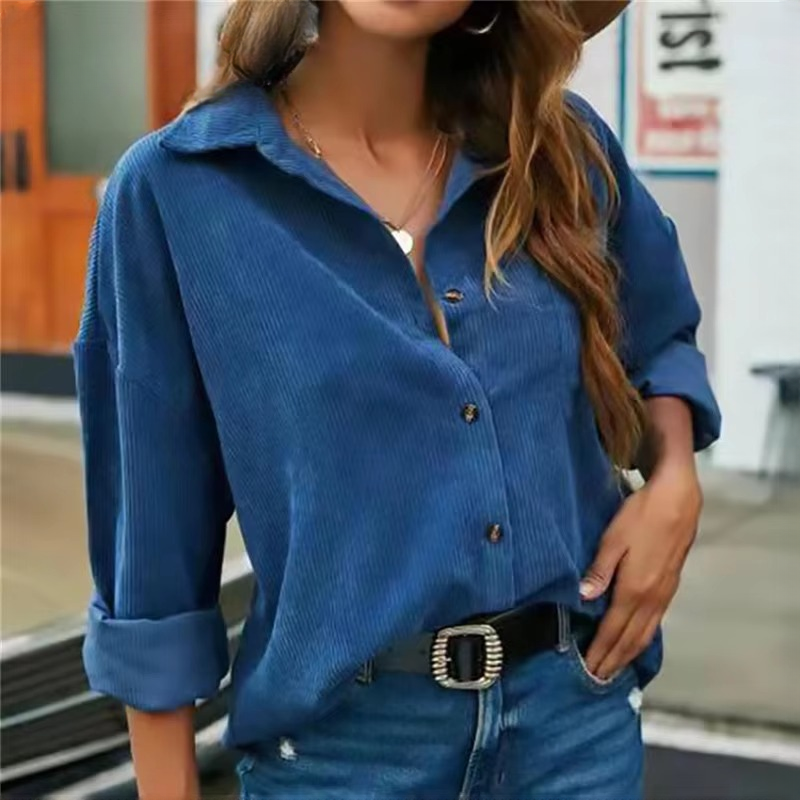 Casual Corduroy Turn-Down Collar Loose Shirt Mssza