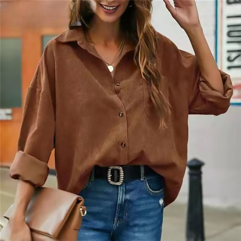 Casual Corduroy Turn-Down Collar Loose Shirt Mssza
