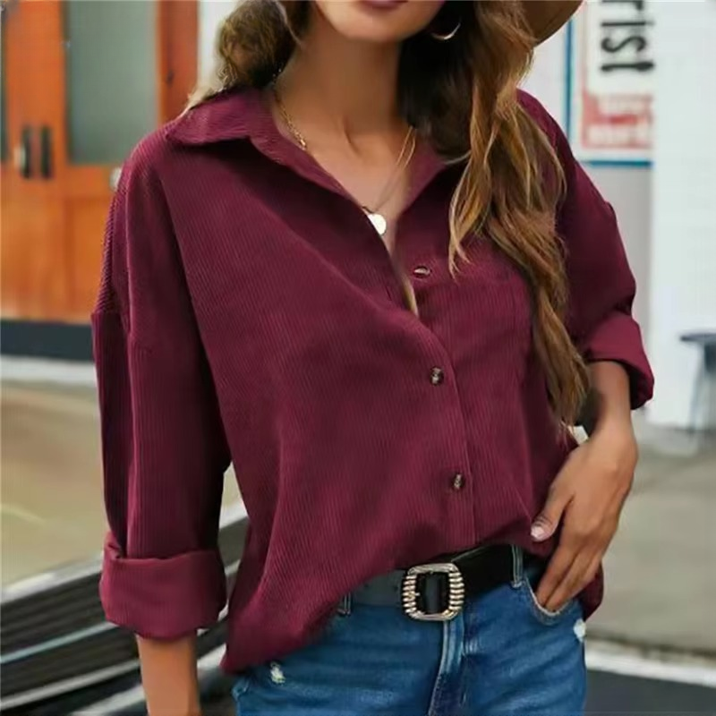 Casual Corduroy Turn-Down Collar Loose Shirt Mssza