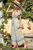 Casual Cotton Deep V-Neck Ankle-length Wide Legs Pants Long Jumpsuit Mssza