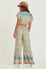 Casual Cotton Deep V-Neck Ankle-length Wide Legs Pants Long Jumpsuit Mssza
