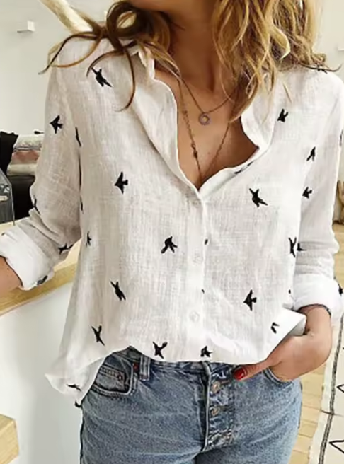 Casual Standard Cotton Linen Solid Button Lapel Collar Loose Shirts Mssza
