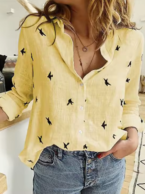 Casual Standard Cotton Linen Solid Button Lapel Collar Loose Shirts Mssza