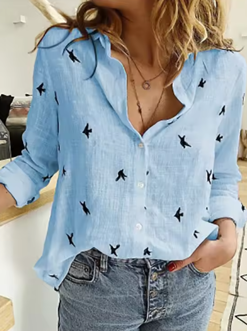 Casual Standard Cotton Linen Solid Button Lapel Collar Loose Shirts Mssza