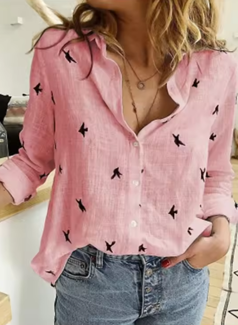 Casual Standard Cotton Linen Solid Button Lapel Collar Loose Shirts Mssza