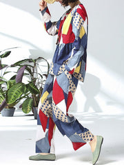 Casual Cotton Linen Floral Print Two Pieces Suits Mssza