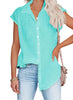 Casual Cotton Solid Color Linen Short-sleeved Buttons Loose Shirt Mssza