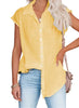 Casual Cotton Solid Color Linen Short-sleeved Buttons Loose Shirt Mssza