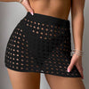 Casual Cotton Swimsuit Hollow Out Fused Crochet Tassel Beach Mini Skirt Mssza