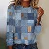Casual Cowboys Pullover Splicing Print Long Sleeves T-shirts Mssza